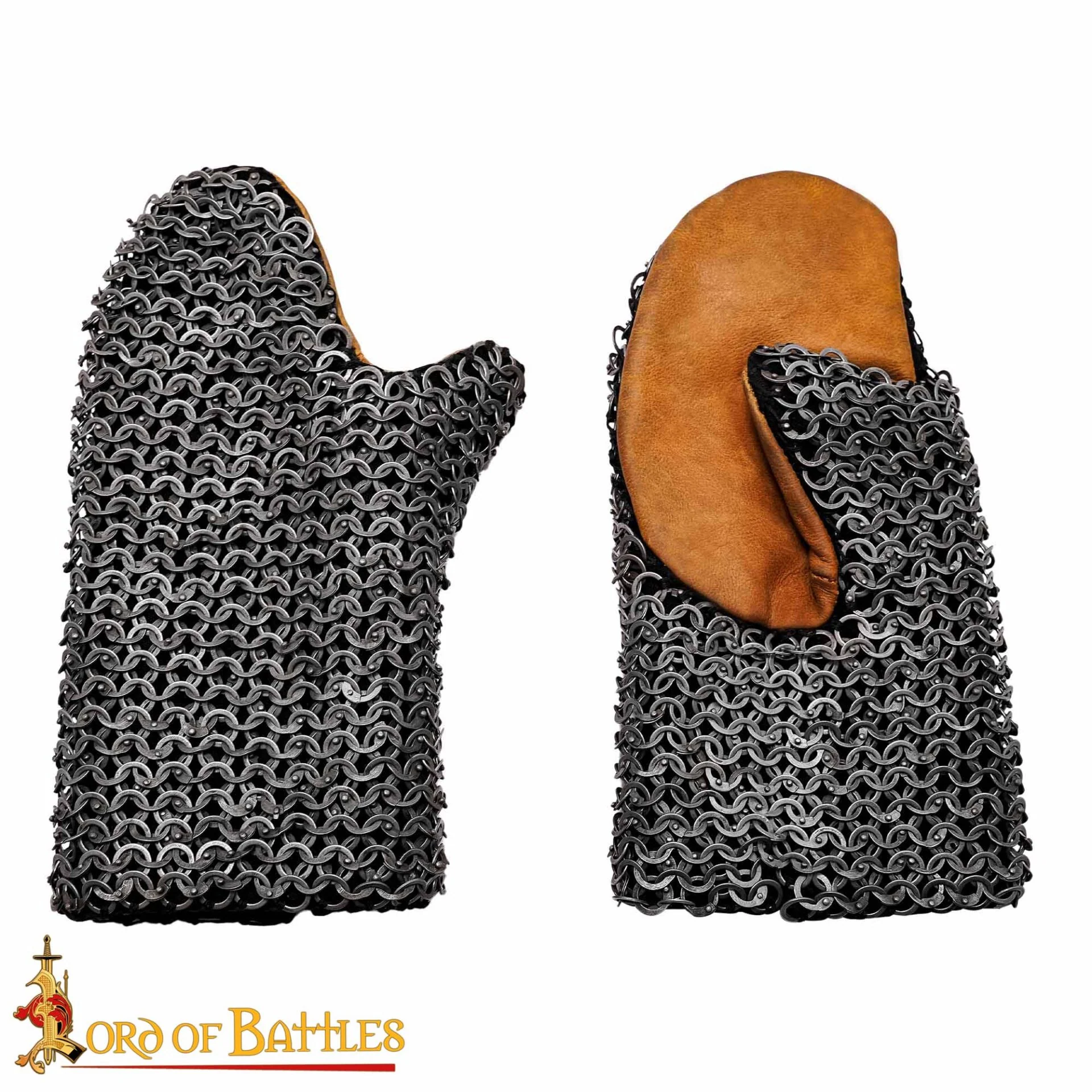 Manoplas Medievales de Cota de Malla Acolchada - Acero Dulce Anillo Plano Redondo Remachado - 9mm 17 Gauge - Imagen 4