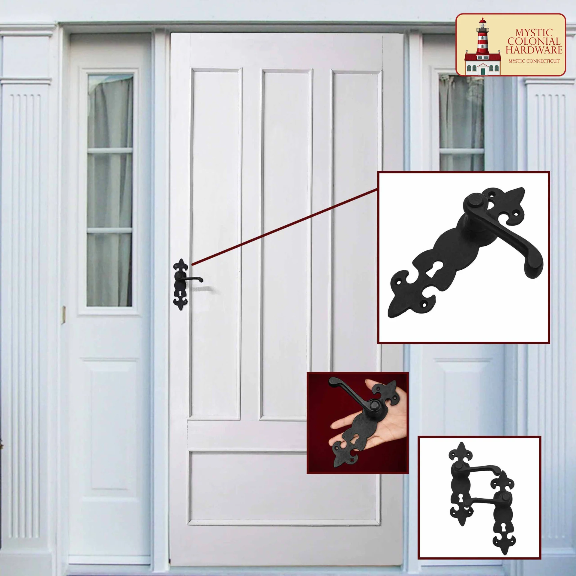 Black Hardware Hierro Grande Juego de Entrada Completo con Juego de Puerta de Palanca Portofino: Tamaño: 7.5" X 2" - Imagen 6